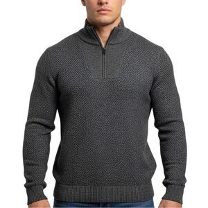 NEW Alesbury Men's Jerad Seed Stitch Quarter Zip Sweater Shirt - Charcoal Large
